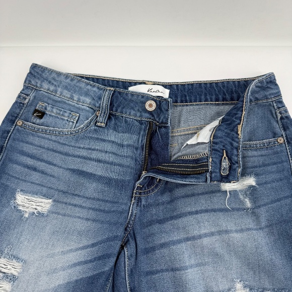 Kancan Jeans Women 5 Blue Boyfriend Distressed Destroyed Denim Mid Rise 29x27 - Picture 5 of 13